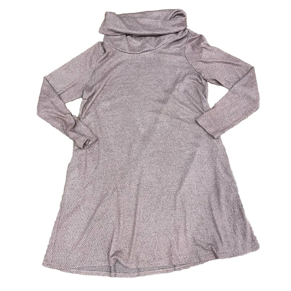 AGB Cowl Neck Reverse Knit Long Sleeve Pullover Sweater Dress Plum L